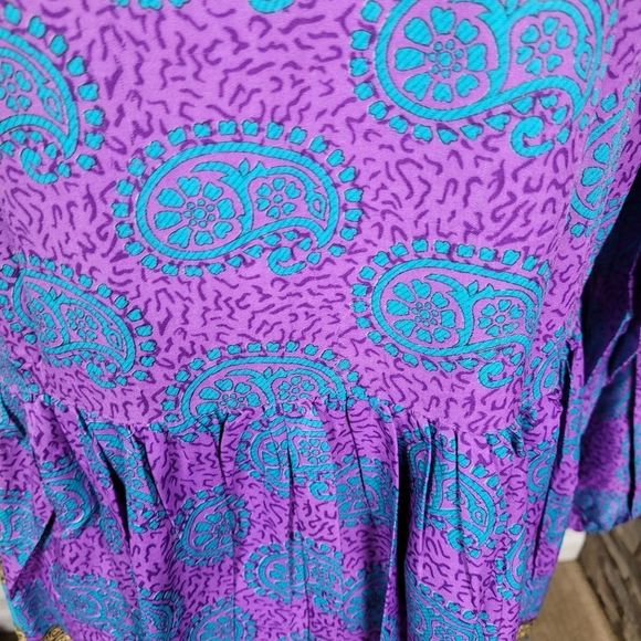 Guru NWT 100% Silk Easy Living Peasant Dress Large/X- Large - Picture 6 of 9